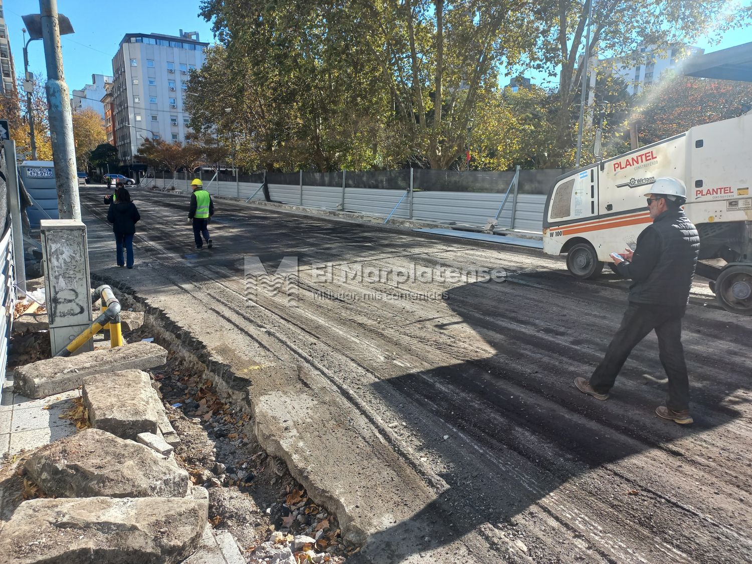 Obras que se están realizando en San Martín entre Yrigoyen y Mitre.