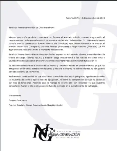El grupo al que pertenecía el músico méxicano lamentó los hechos. Foto: Facebook