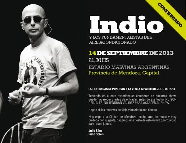 El Indio Solari se presentará en Mendoza