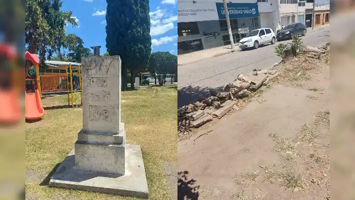 Plaza de la vieja Terminal: "Se robaron la estatua, placas y la veredas una vergüenza"