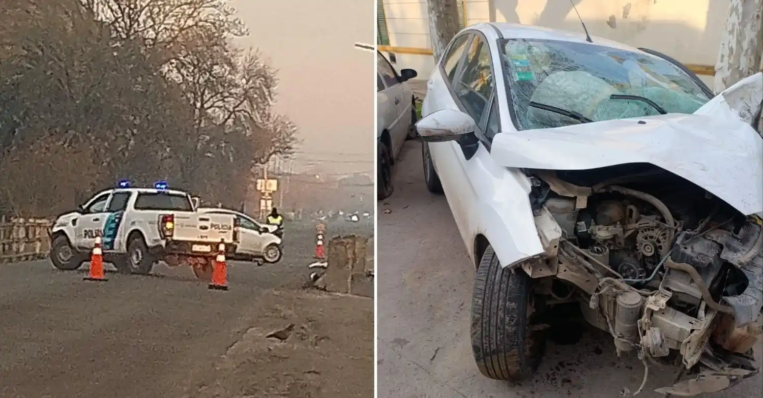 Accidente en Chascomús: un auto chocó contra el puente de Avenida Presidente Alfonsín