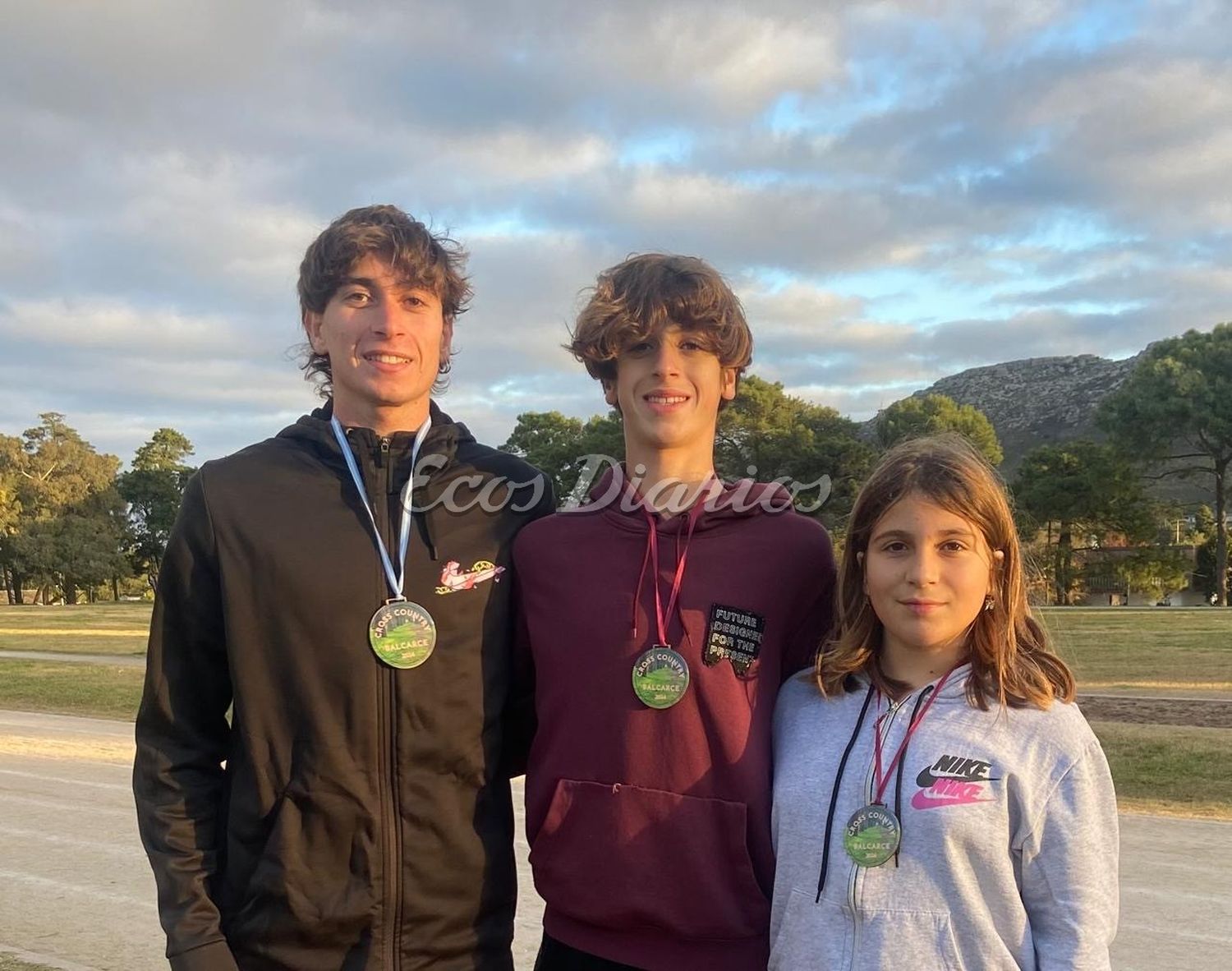 Los hermanos Marchetti. De izquierda a derecha: Santino, Fausto y Alfonsina