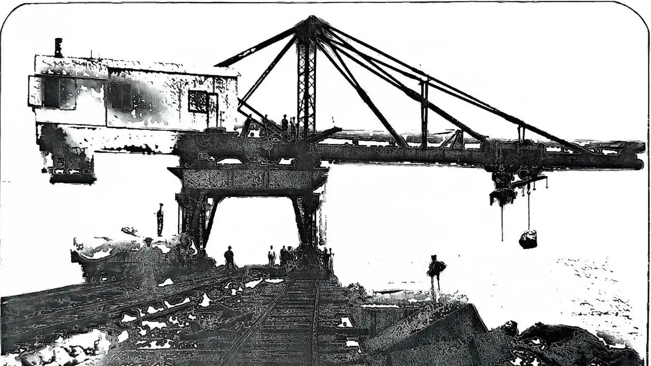 Emblemática. La enorme grúa Titán fue clave en la construcción de la escollera necochense