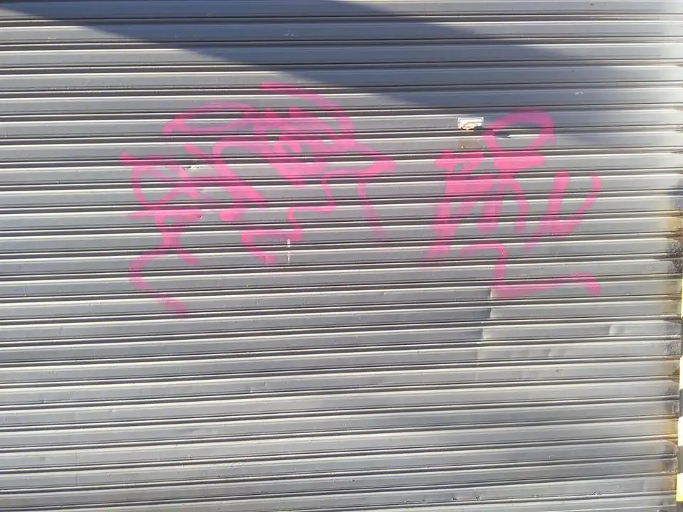 Quedaron registrados en las cámaras mientras tomaban vino y graffiteaban un comercio