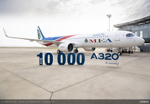Airbus entrega el avión de la familia A320 número 10.000 a Middle East Airlines