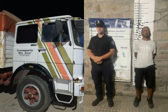 Rompió la ventanilla de un camión y la policía lo detuvo dentro de la cabina
