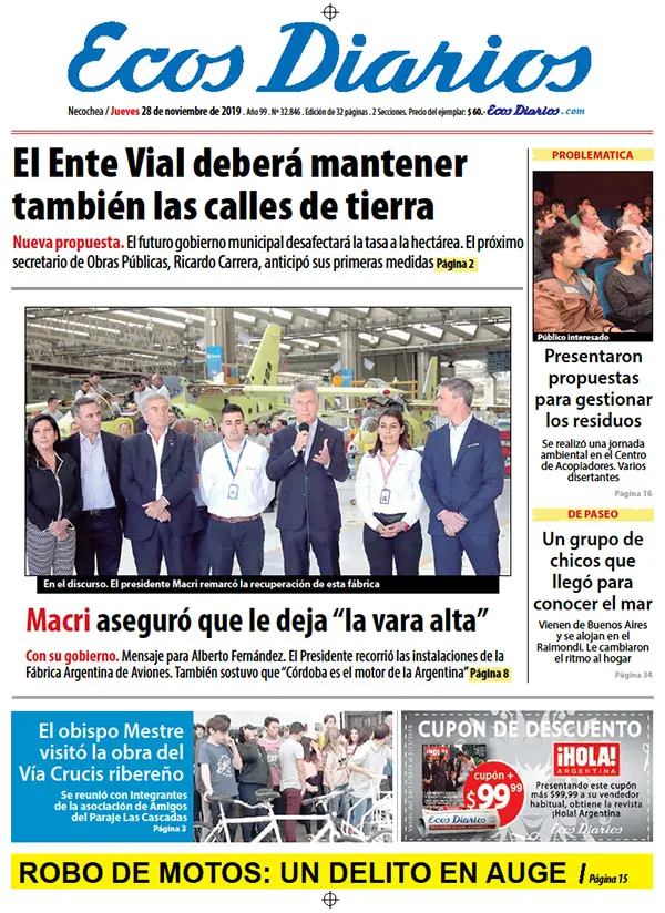 Tapa del 28 de noviembre de 2019