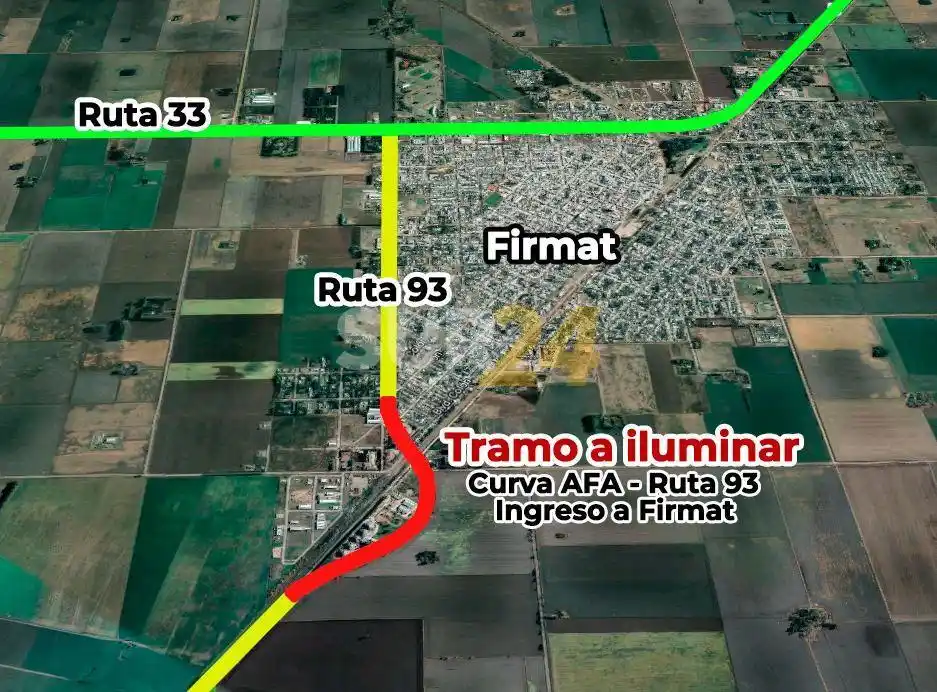 Avanza una obra de iluminación en Firmat impulsada por el senador Enrico
