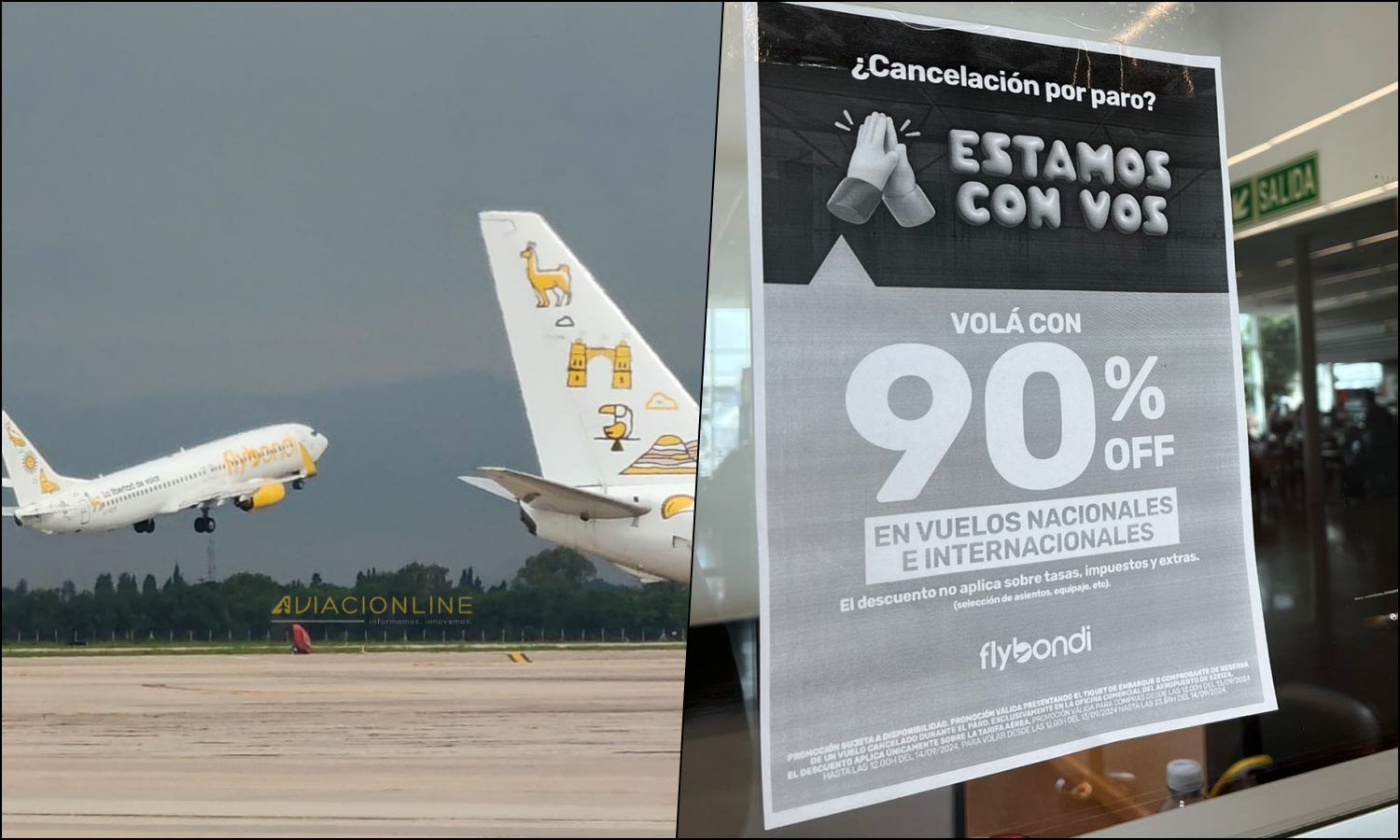 Flybondi ofrece pasajes con 90% de descuento a quienes tienen vuelos cancelados con otras aerolíneas por el paro