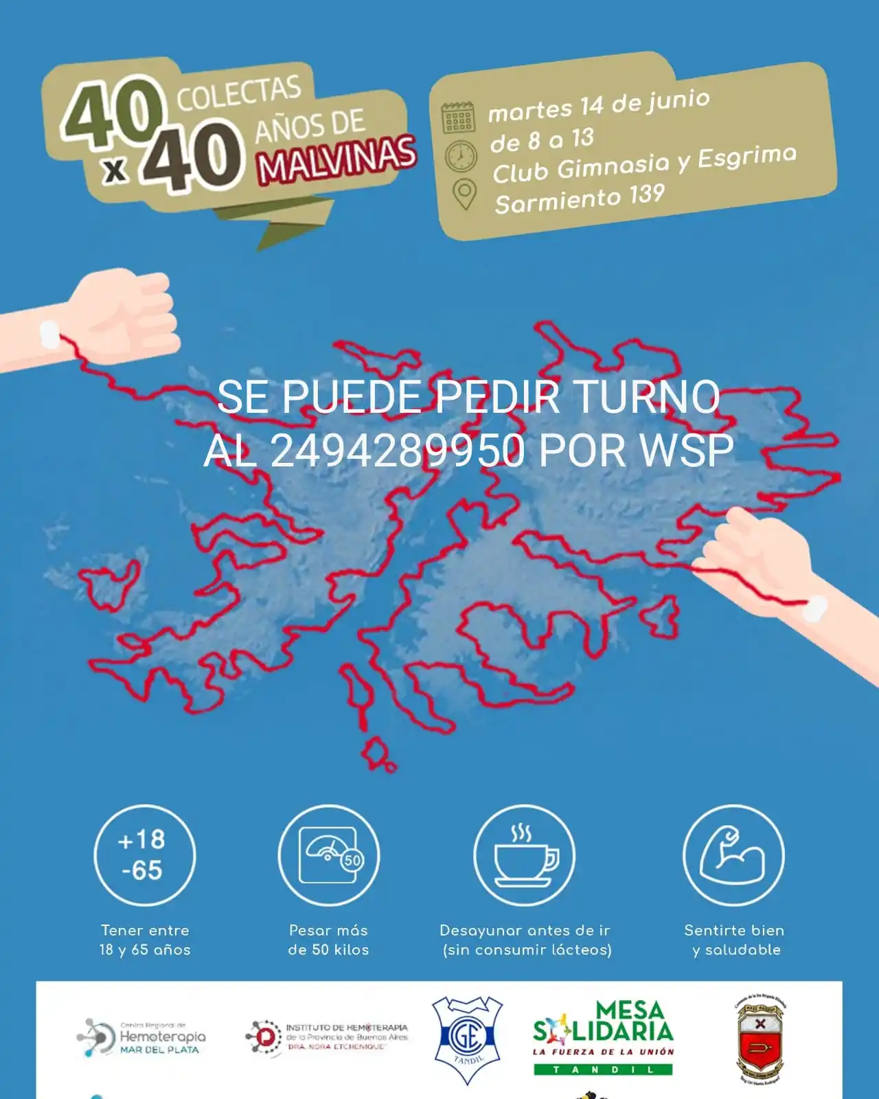 La campaña “40 colectas por 40 años de Malvinas” cierra en Tandil y esperan una amplia convocatoria