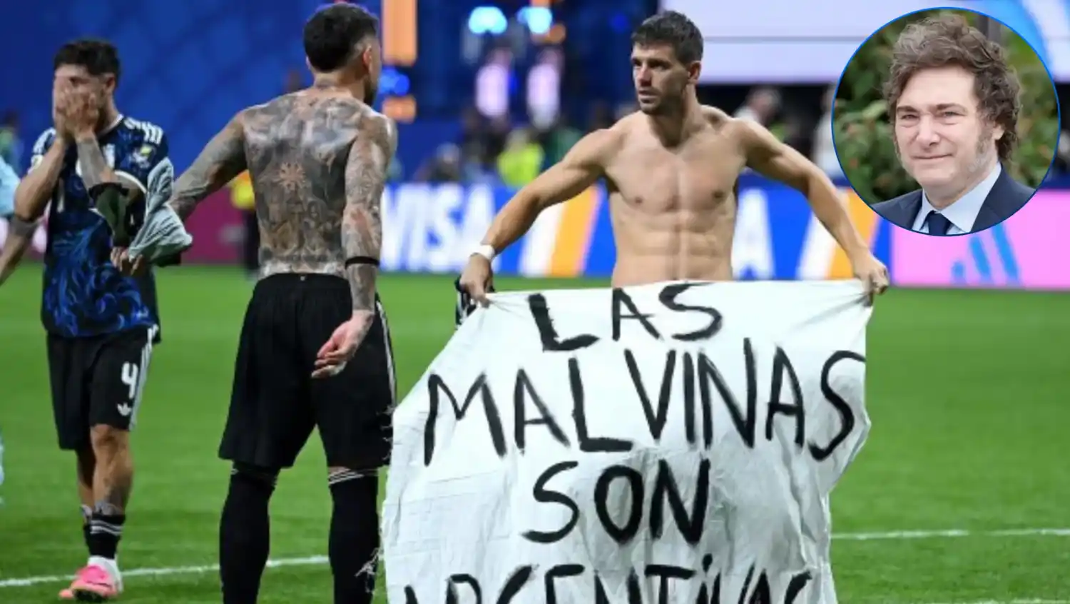 Milei diferenció el gesto de la Selección de la política exterior y relativizó una posible sanción por la bandera de Malvinas.