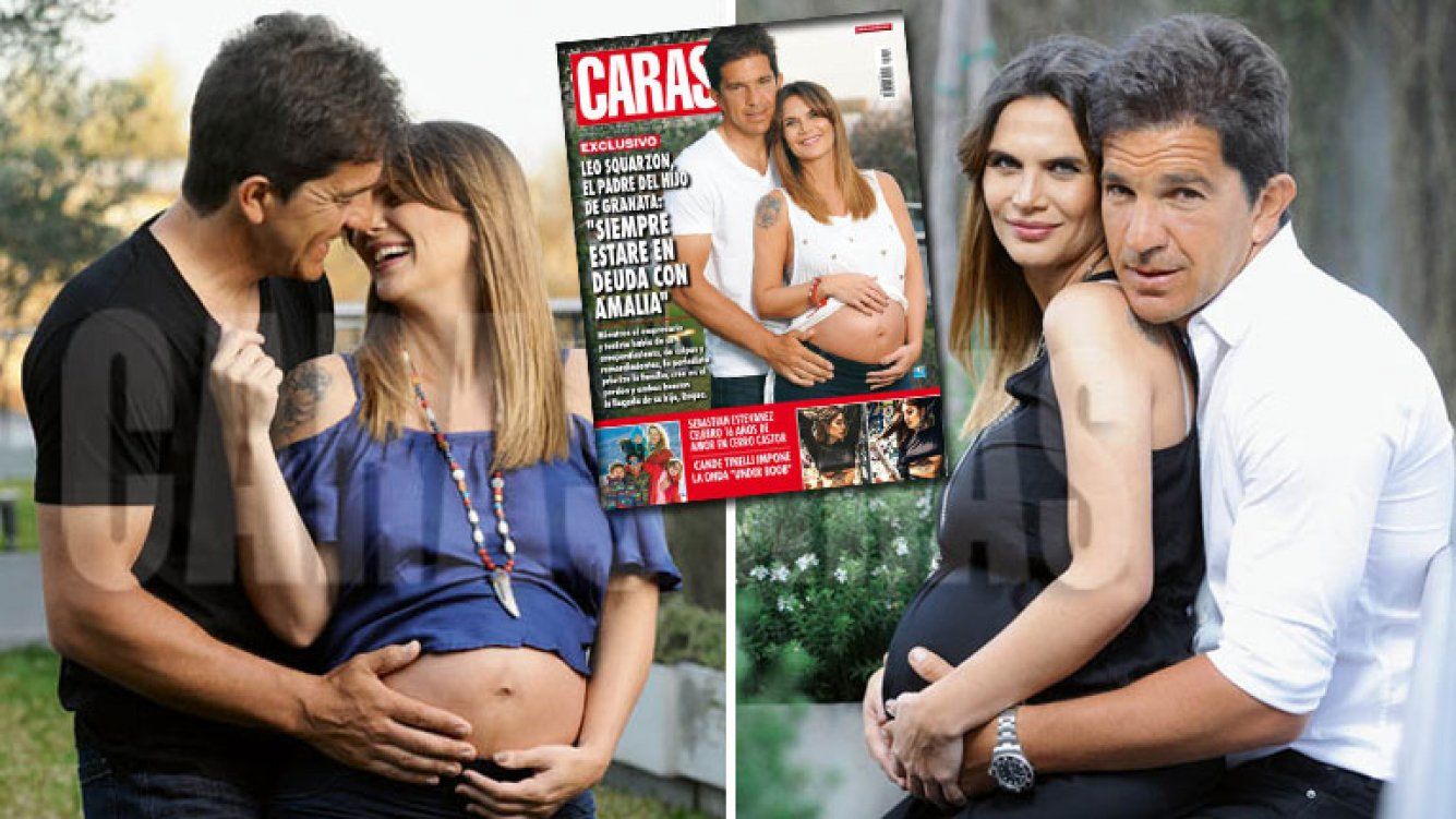 Leo Squarzon, sonriente junto a Amalia Granata en la tapa de Caras