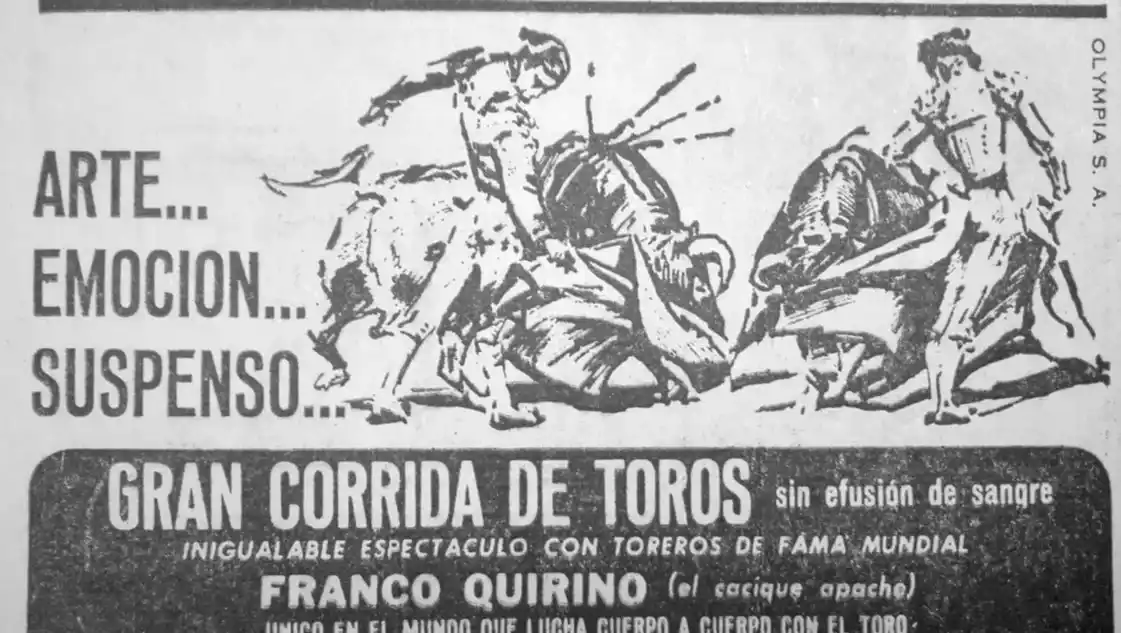 La publicidad que anunciaba las virtudes de la corrida de toros.