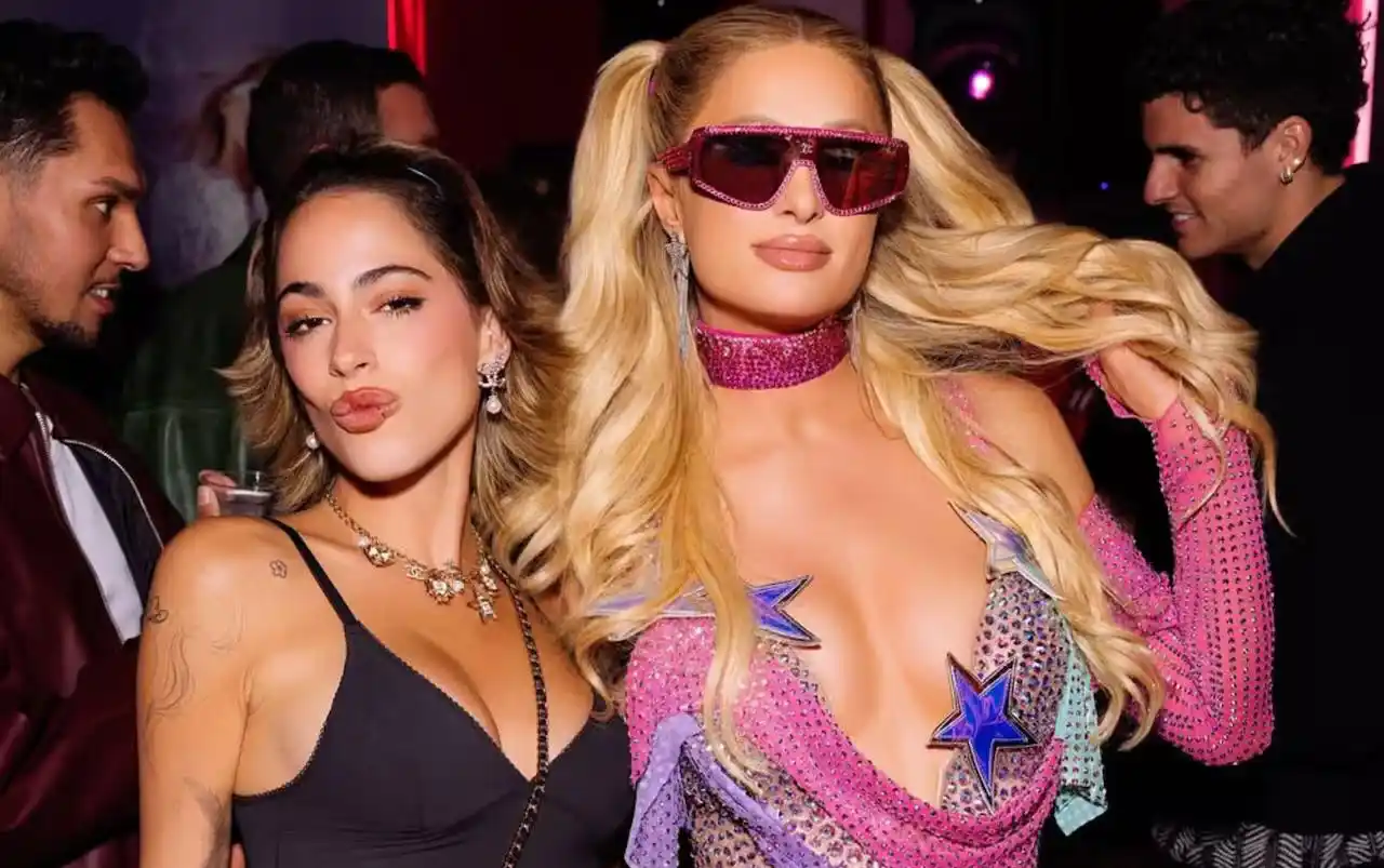 Tini Stoessel junto a Paris Hilton en su celebración de cumpleaños número 44.
