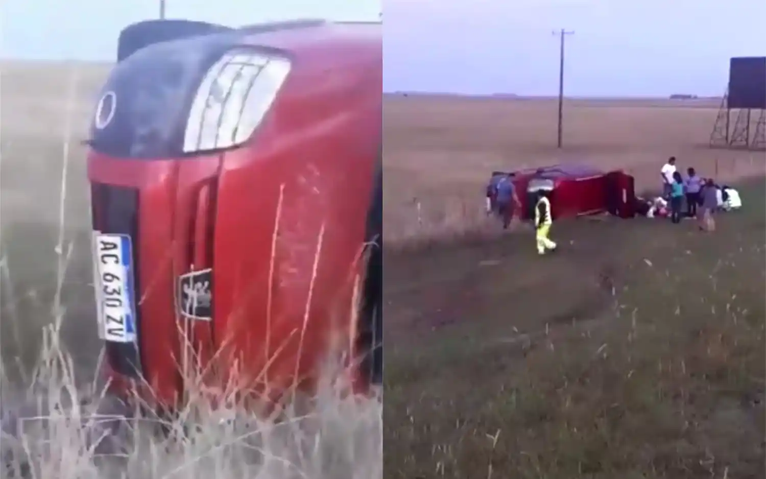 Fin de semana largo: Así terminó un auto que volcó en Ruta 2 a la altura de Chascomús