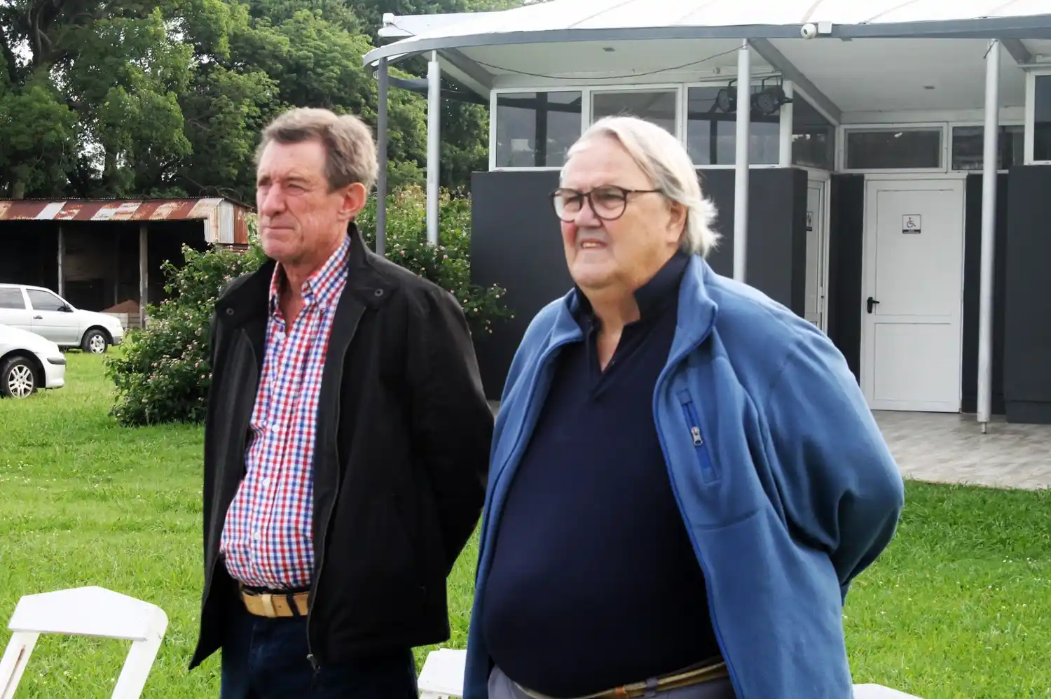 Edgardo Salmoiraghi y Raúl Victores, dos referentes de la Sociedad Rural de San Pedro.