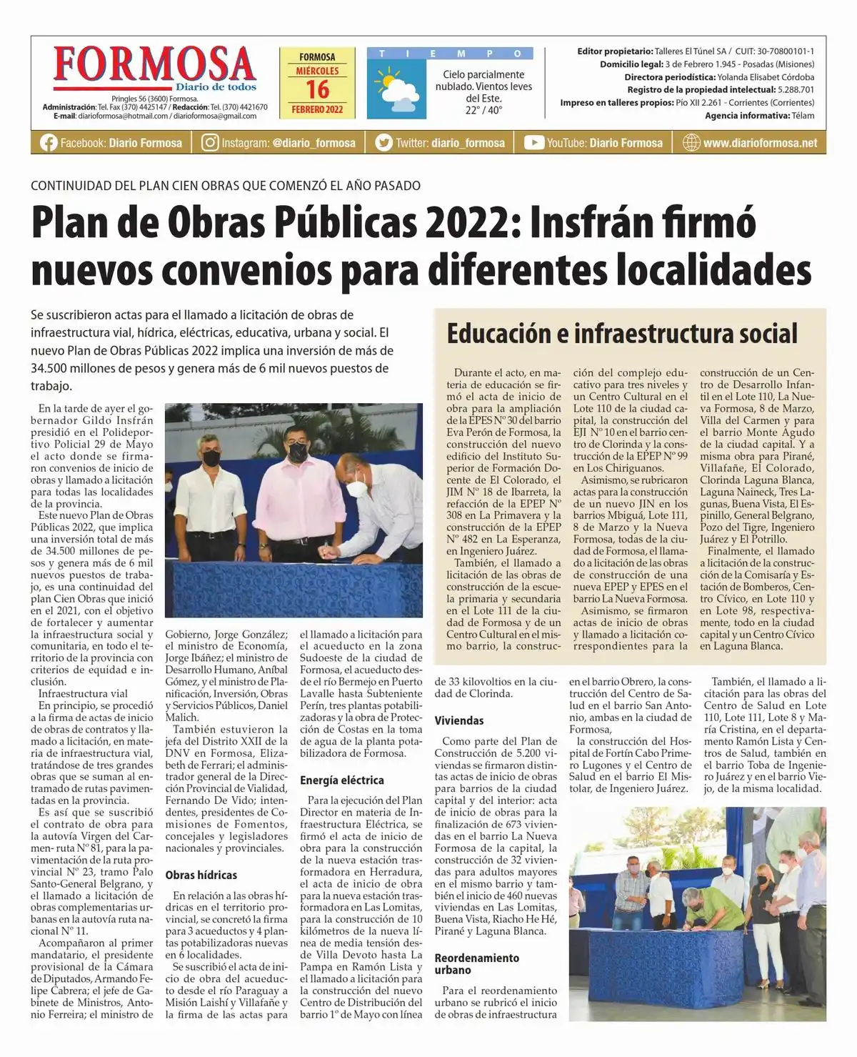 Tapa y Contratapa 16 de febrero de 2022