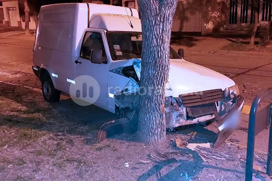 Perdió el control de la camioneta e impactó fuertemente contra un árbol: el conductor terminó desorientado