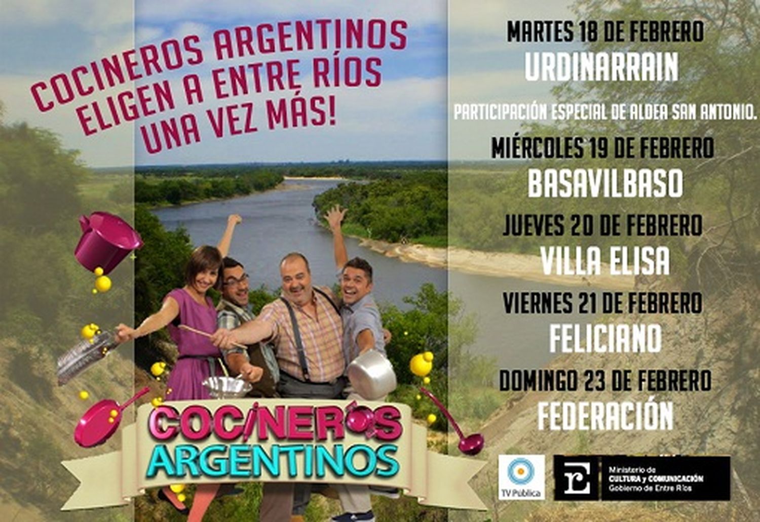 Cocineros Argentinos transmiten en vivo desde Urdinarrain