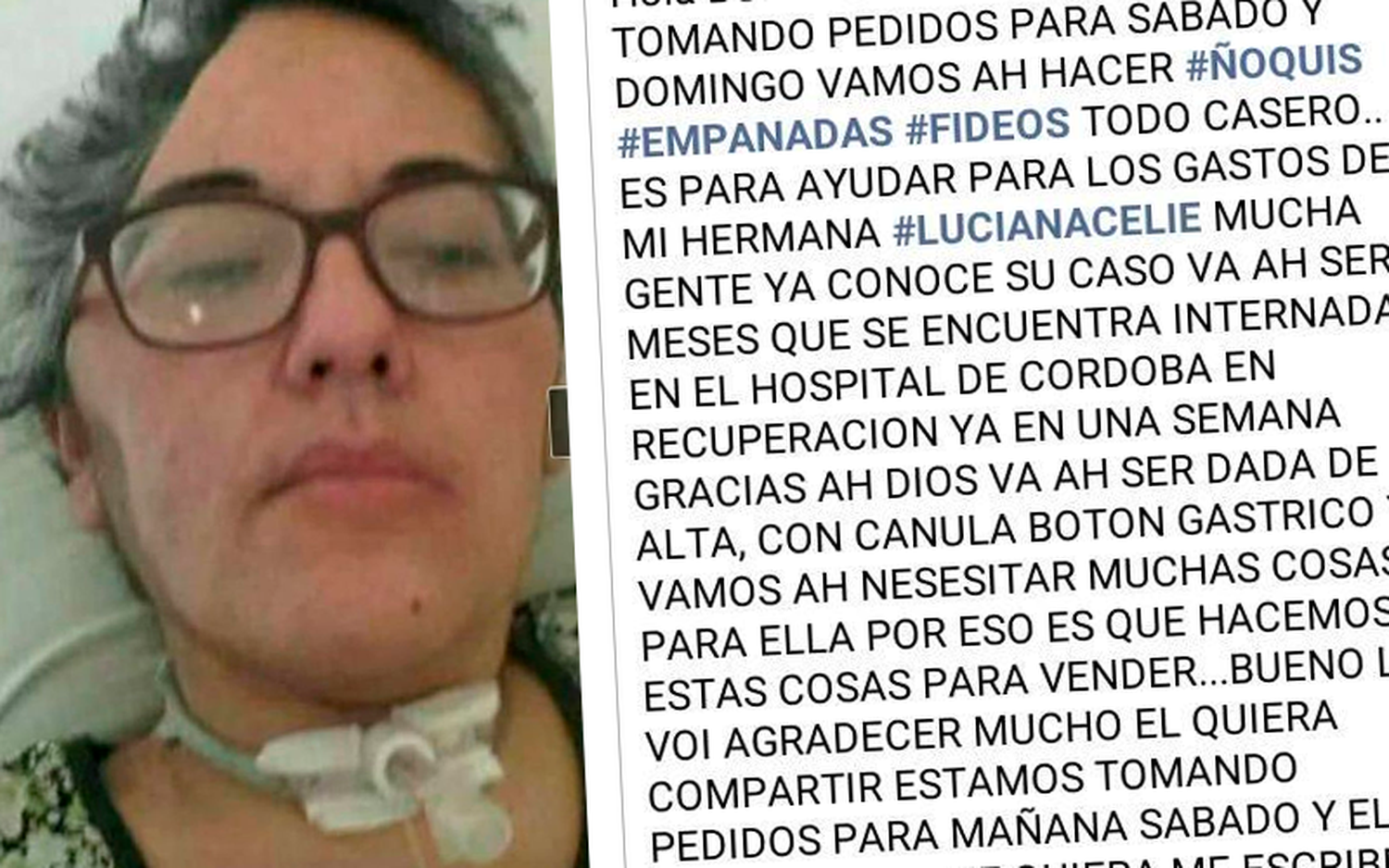 Familiares de Luciana Celié preparan comidas para costear los gastos de su tratamiento