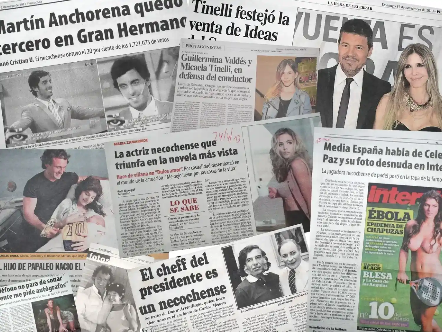 Collage. De notas a necochenses que tuvieron sus “minutos de fama”