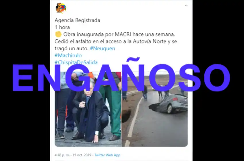 El tramo donde se hundió el auto no fue inaugurado ahora sino en 2017, pero Dietrich sí recorrió la zona la semana pasada