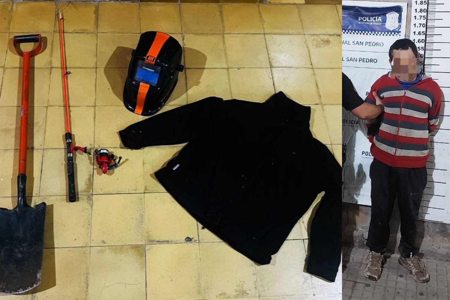 El detenido y los objetos robados.