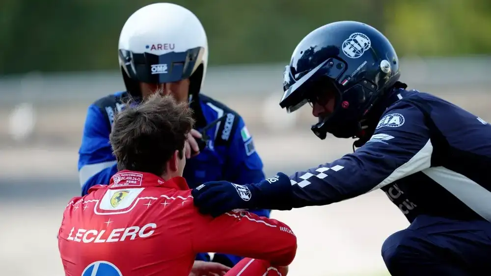 Leclerc, luego del accidente.
