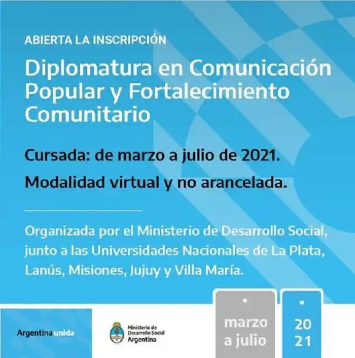 Ya está abierta  la inscripción a la Diplomatura en Comunicación  Popular y  Fortalecimiento Comunitario