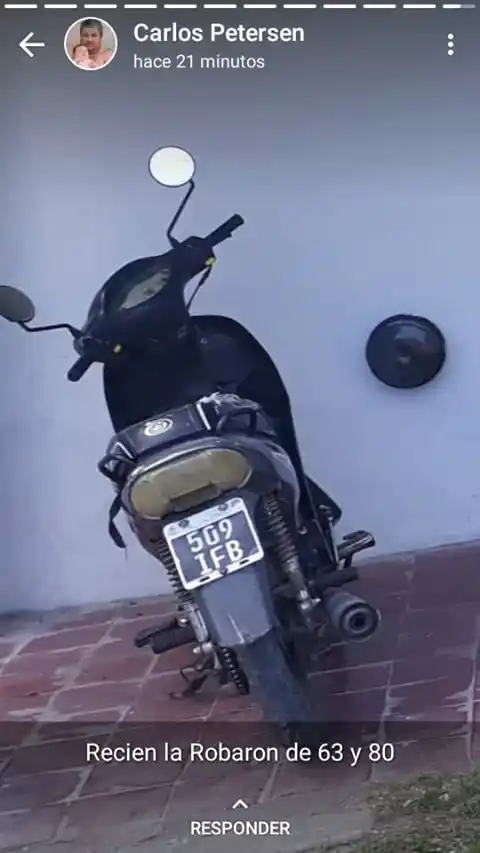 Sustraen la moto de un agente comunal de la puerta de su casa