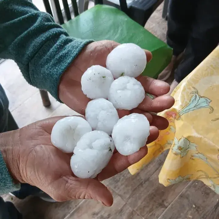 Temporal: cayó granizo en Río Tala