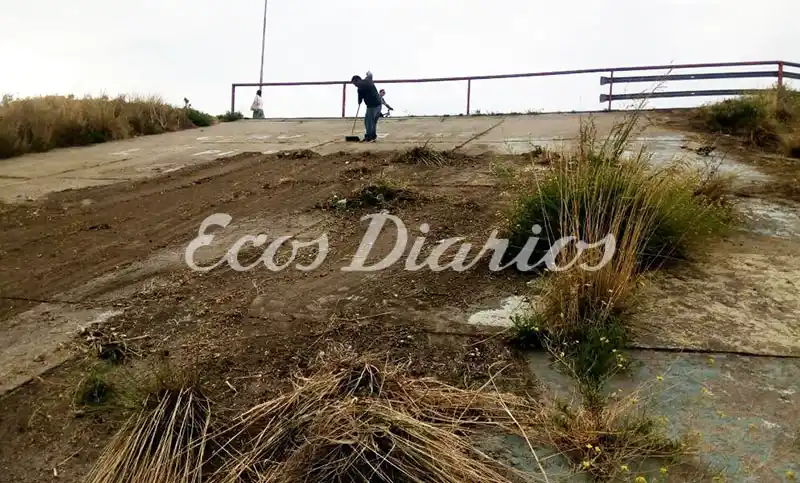 Limpiaron las bases del puente Dardo Rocha