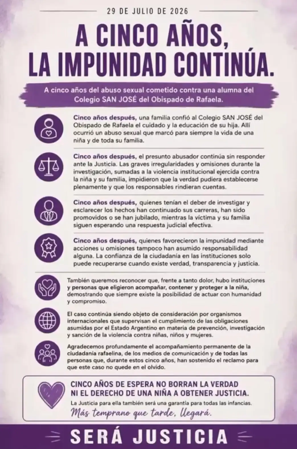 Caso Colegio San José: a cinco años de la denuncia de abuso sexual, la familia volvió a reclamar justicia