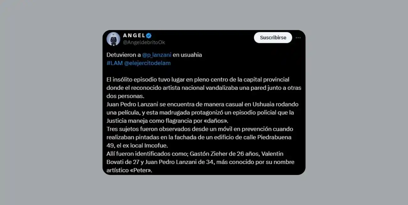 La publicación de De Brito en X.