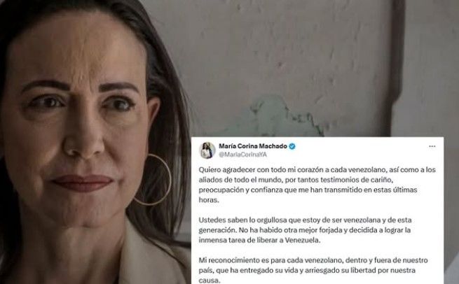 María Corina Machado agradeció a LOS VENEZOLANOS Y A LOS ALIADOS MUNDIALES (+Detalles)