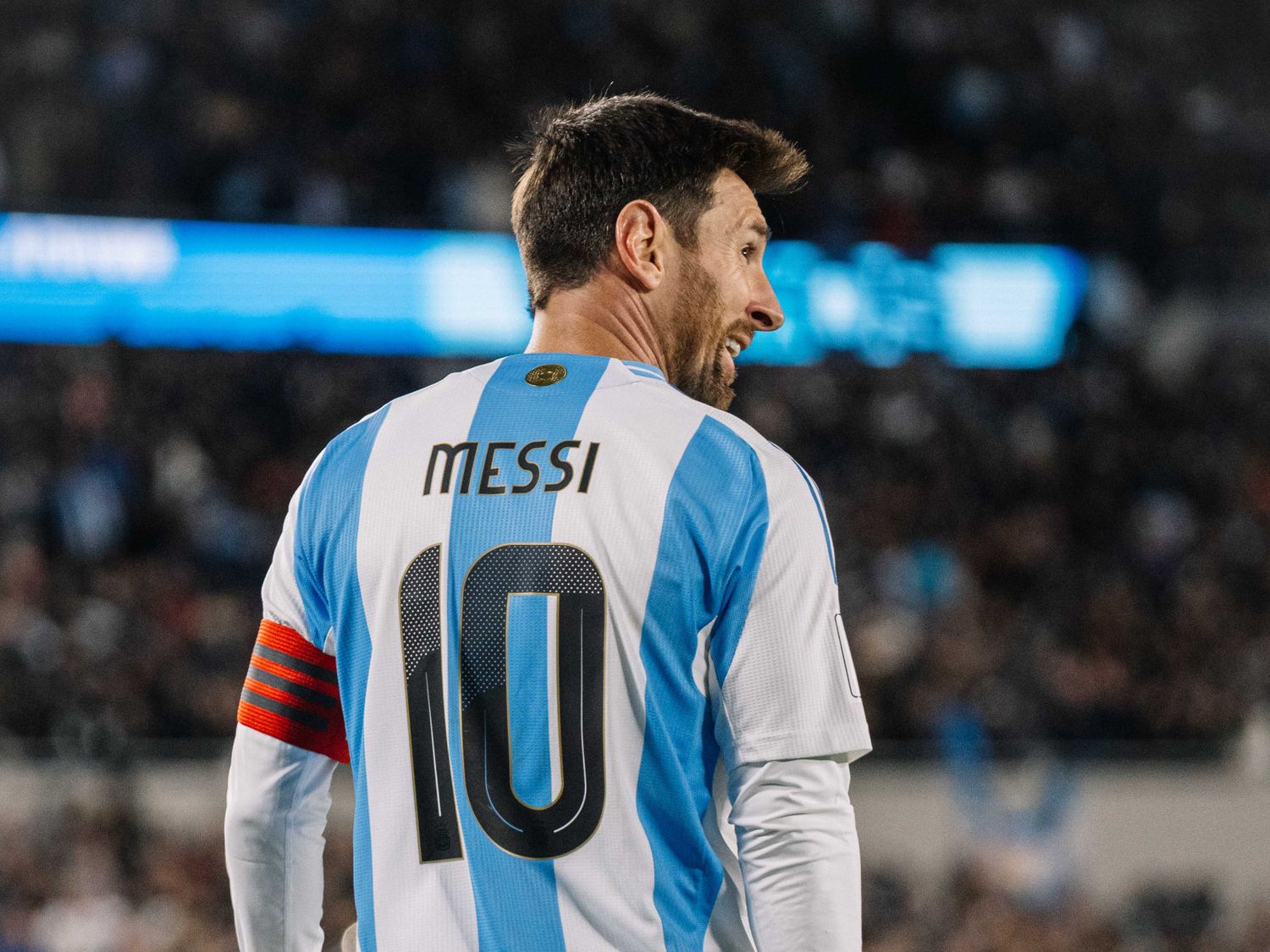 Messi en el calentamiento previo ante Venezuela