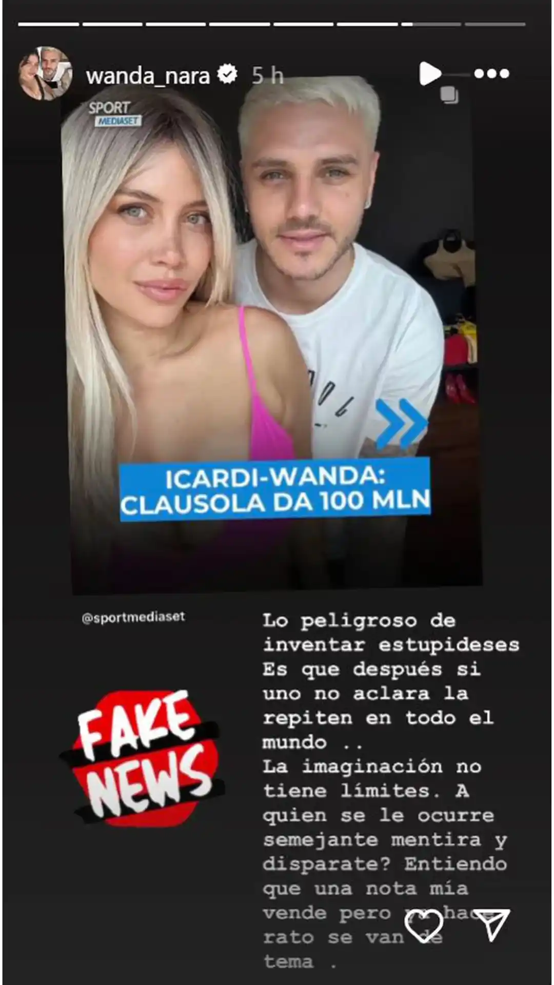 Wanda Nara historia instagram
