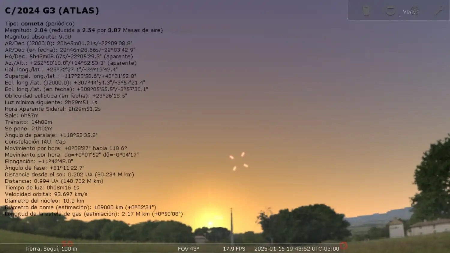 El cometa G3 ATLAS hará su mayor acercamiento a la Tierra este lunes 13