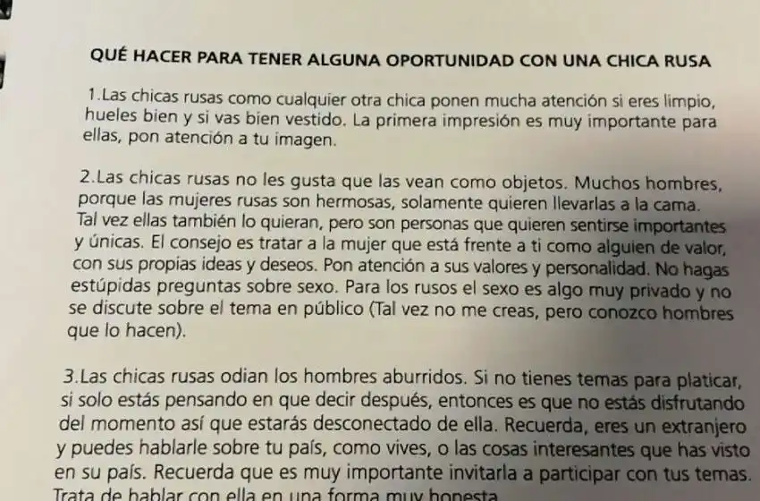 Escandaloso curso de la AFA con consejos para seducir mujeres rusas