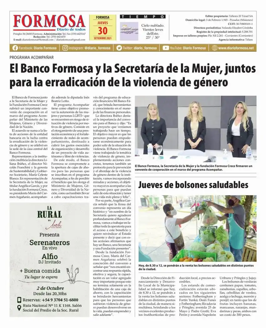 Tapa y Contratapa 30 de septiembre de 2021