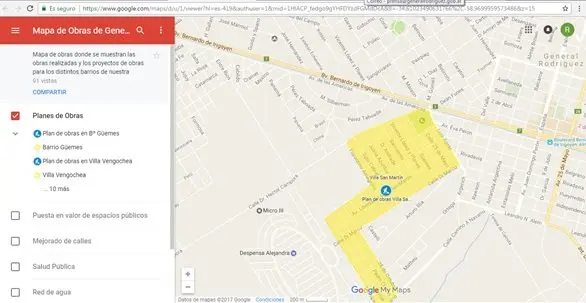 Crean mapa interactivo para conocer las obras que se hacen en General Rodríguez