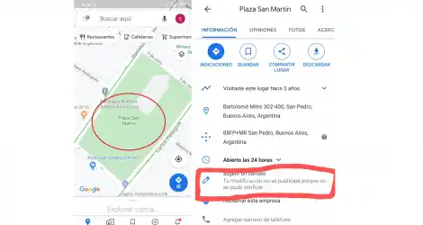 Vecino propone reclamar a Google para que corrijan la “Plaza San Martín”