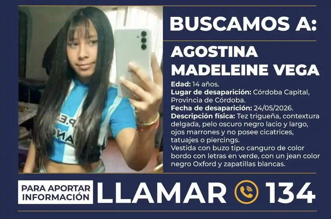 Se activó la Alerta Sofía para tratar de encontrar a Agostina Vega.