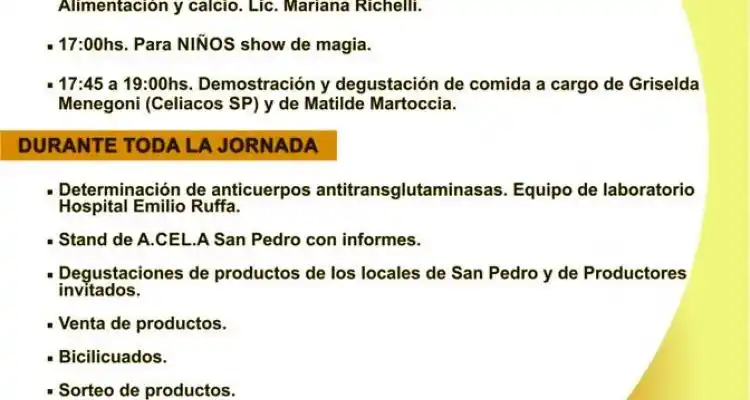Preparan la 8º jornada de Enfermedad Celíaca