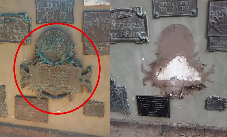 Robo de placas en plaza Belgrano: vecinos lo habían advertido a la Municipalidad