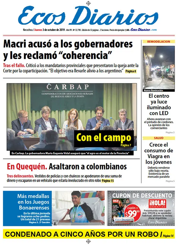 Tapa del 3 de octubre de 2019