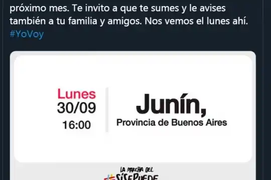 Nueva convocatoria de Macri: la marcha del #Sisepuede llegará a Junín
