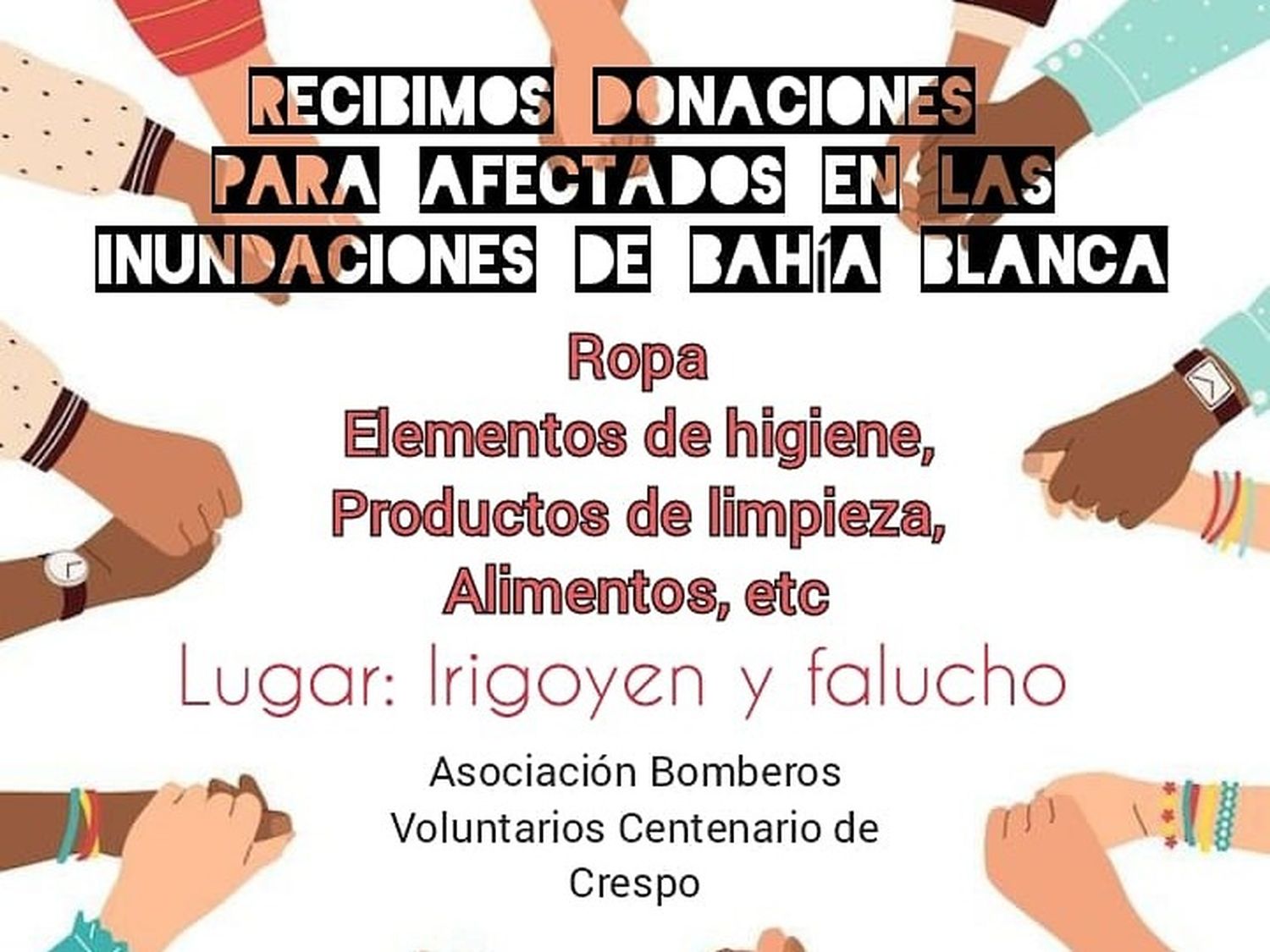 Bomberos y Fundación Solidaridad organizan colecta solidaria para Bahía Blanca
