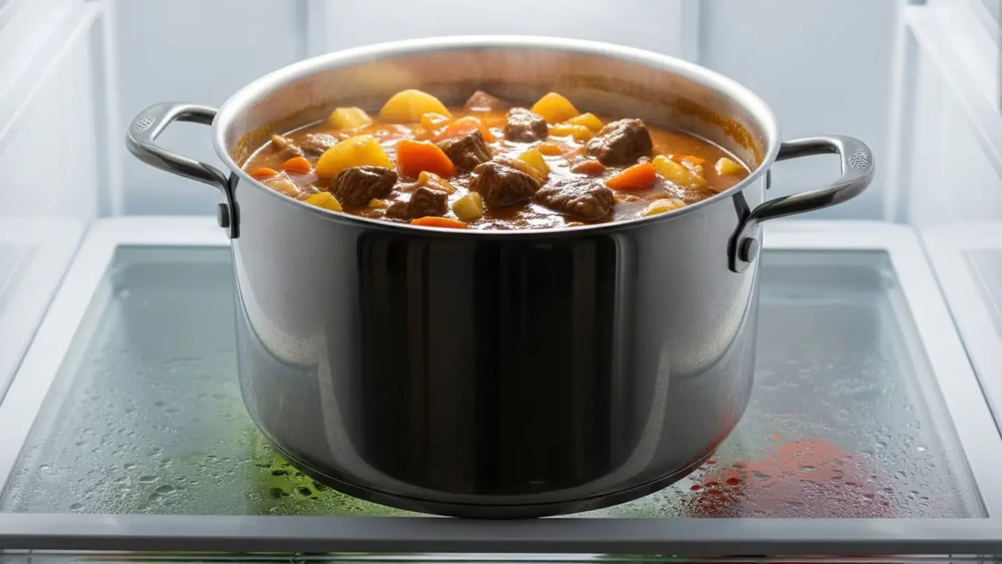 Conocé por qué no recomiendan guardar la olla con comida en la heladera. (Foto ilustrativa generada con IA)