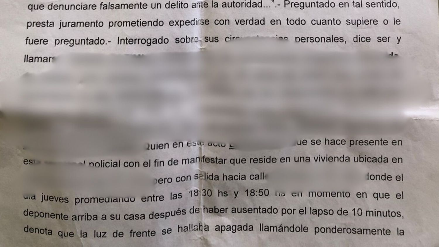 La denuncia que la victima radicó en la Comisaria para dejar constancia del temor que siente en su propia casa.